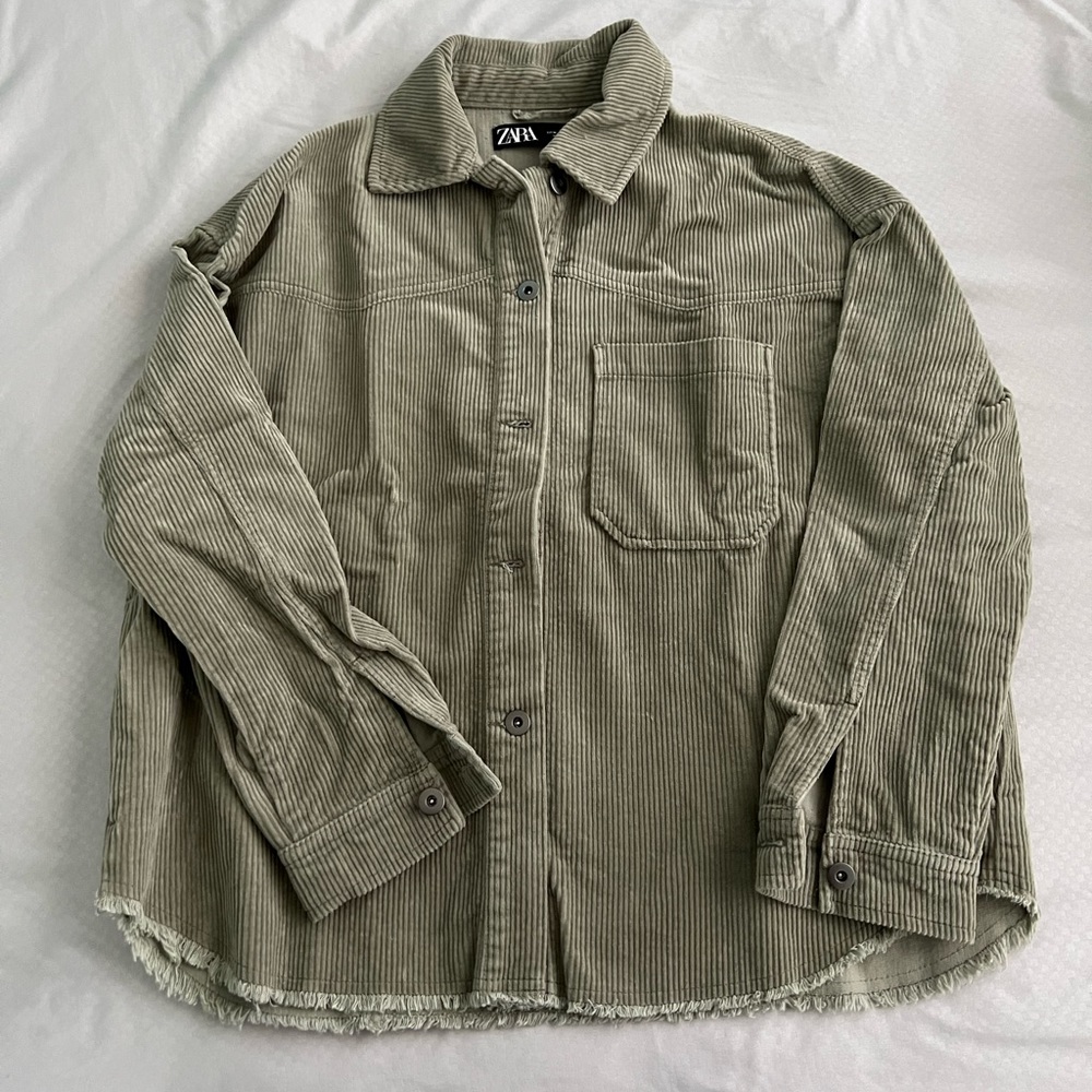 Zara Olive Green Corduroy Overshirt / Shacket